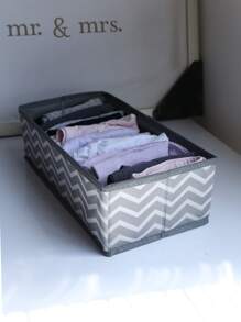 1pc Non-woven Fabric Clothes Storage Bag, Modernist Chevron Pattern Foldable Comforter Storage Bag For Bedroom - Grey - View 3