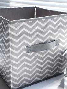 1pc Non-woven Fabric Clothes Storage Bag, Modernist Chevron Pattern Foldable Comforter Storage Bag For Bedroom - Grey - View 4