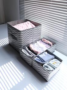 1pc Non-woven Fabric Clothes Storage Bag, Modernist Chevron Pattern Foldable Comforter Storage Bag For Bedroom - Grey - View 5