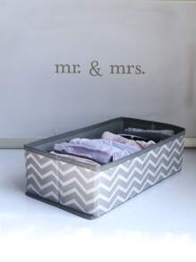 1pc Non-woven Fabric Clothes Storage Bag, Modernist Chevron Pattern Foldable Comforter Storage Bag For Bedroom - Grey - View 6