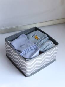 1pc Non-woven Fabric Clothes Storage Bag, Modernist Chevron Pattern Foldable Comforter Storage Bag For Bedroom - Grey - View 7