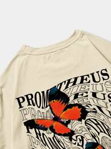 Prep Camiseta de hombre con diseño de mariposa Y2k - Caqui - Ver 4