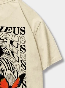 Prep Camiseta de hombre con diseño de mariposa Y2k - Caqui - Ver 5