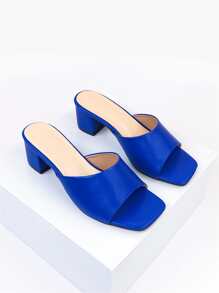 女士寬版粗跟時尚夏天穆勒涼鞋