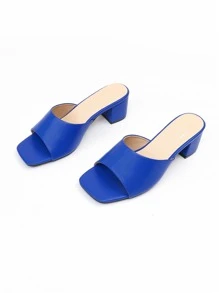 女士寬版粗跟時尚夏天穆勒涼鞋