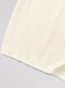 ROMWE MEN Street Life 男士汽車和字母圖案T恤 - 卡其色 - 查看 4