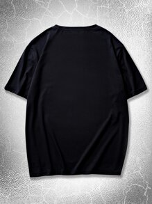 ROMWE MEN Goth Nam Lá thư Điêu khắc Đồ họa Áo thun - màu đen - Xem 2