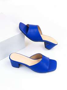 女士寬版粗跟時尚夏天穆勒涼鞋