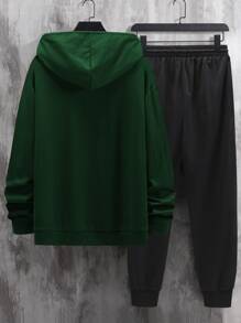 Manfinity Homme 男士字母圖案抽繩連帽衫和運動褲 - 彩色 - 查看 2