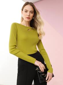MOTF PREMIUM EMBELLISHED CUTOUT JUMPER - Olive Green - View 5