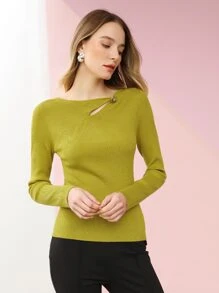 MOTF PREMIUM EMBELLISHED CUTOUT JUMPER - Olive Green - View 6