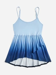 SHEIN VCAY Top de tirantes peplum de ombré - Azul - Ver 4