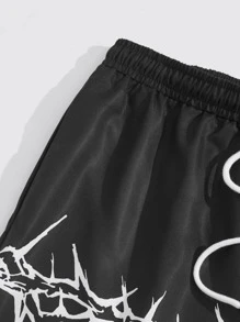 ROMWE MEN Academia Nam Đồ họa Quần short - màu đen - Xem 3