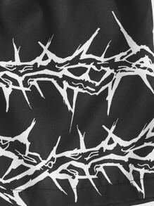 ROMWE MEN Academia Nam Đồ họa Quần short - màu đen - Xem 4