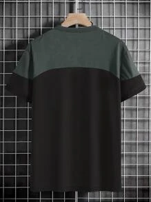 Manfinity Men Plus Letter Graphic Two Tone Tee - Black - View 2