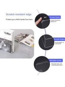 2 Cái chặn sách, chặn sách Acrylic, chặn sách chống trượt, chặn sách trong suốt cho thư viện trường học và sắp xếp để bàn, chặn sách Acrylic cho kệ sách - Trong sáng - Xem 7