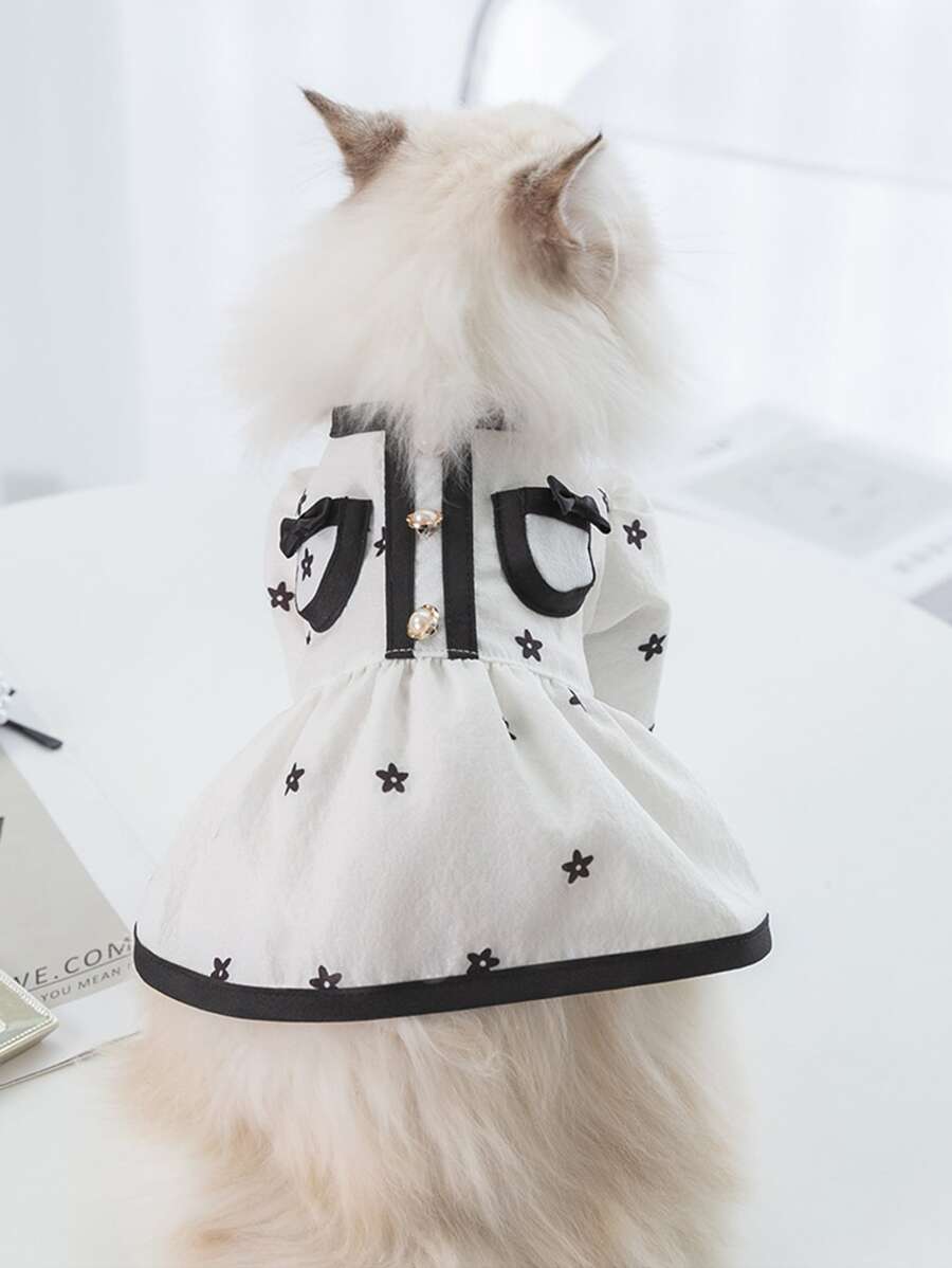 1 váy in hoa cho thú cưng cho chó và mèo cho mùa hè - Đen và trắng - Xem 1