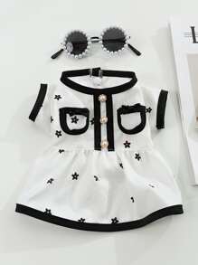 1 váy in hoa cho thú cưng cho chó và mèo cho mùa hè - Đen và trắng - Xem 5