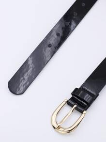 1入組女性金屬扣時尚皮帶 - 黑色 - 查看 5