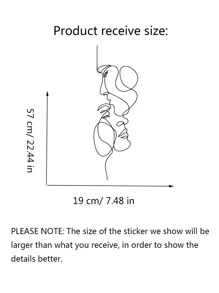 1pc Abstract Face Graphic Wall Decal, Suitable For Living Room, Bedroom, Home Decor Sticker - Black - View 5