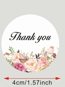 108入組/套紙質禮品標籤貼紙花卉和標語圖形禮品貼紙派對 - 粉色 - 查看 3