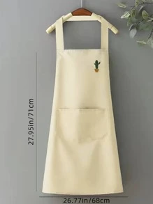 1 Pieza Delantal Impreso Con Arco Iris, Cactus, Piña Y Limón Resistente Al Agua, A Prueba De Aceite Y Polvo Para Uso En El Hogar - Blanco - Ver 2