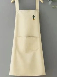 1 Pieza Delantal Impreso Con Arco Iris, Cactus, Piña Y Limón Resistente Al Agua, A Prueba De Aceite Y Polvo Para Uso En El Hogar - Blanco - Ver 3