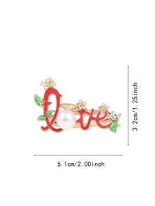 2入珍珠 LOVE 油滴餐巾環，適用節慶慶祝、婚禮、派對、家庭、飯店、農舍風、聚會、餐桌裝飾、浪漫約會 - 彩色 - 查看 3