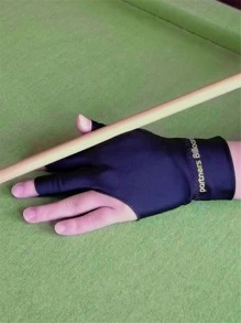 1pc Letter Graphic Left Hand Half Finger Billiard Gloves - Black - View 1