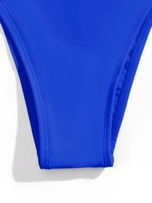 Swim Basics Summer Beach Solid Bikini Set Triangle Bra & Thong Bottom 2 Piece Bathing Suit