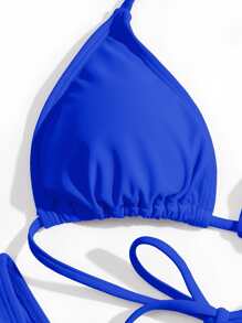 Swim Basics Summer Beach Solid Bikini Set Triangle Bra & Thong Bottom 2 Piece Bathing Suit