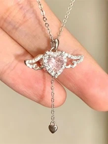 Vòng cổ quyến rũ hình trái tim & cánh bằng đá rhinestone - Nhiều màu - Xem 1