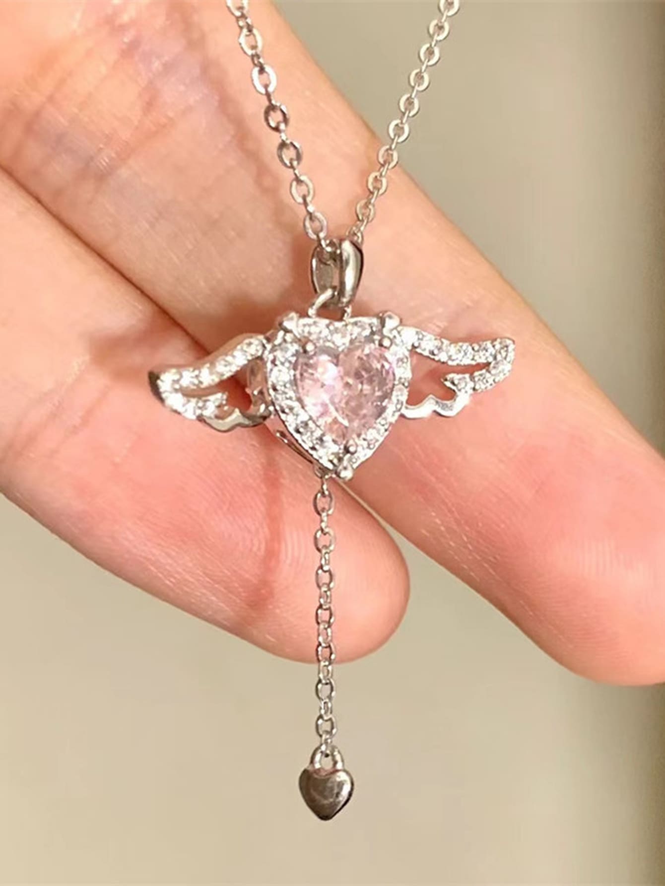 Vòng cổ quyến rũ hình trái tim & cánh bằng đá rhinestone - Nhiều màu - Xem 1