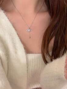 Vòng cổ quyến rũ hình trái tim & cánh bằng đá rhinestone - Nhiều màu - Xem 3