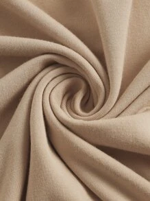 SHEIN BASICS Plus Solid Pocket Patched Curved Hem Tee - Khaki - View 7