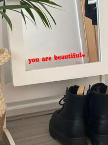 Letter Graphic Car Rearview Mirror Sticker - Red - View 4