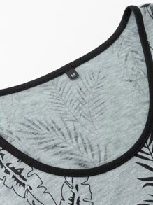 Manfinity RSRT Hombres Top tank con estampado tropical unido en contraste - Gris - Ver 5