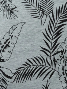 Manfinity RSRT Hombres Top tank con estampado tropical unido en contraste - Gris - Ver 3