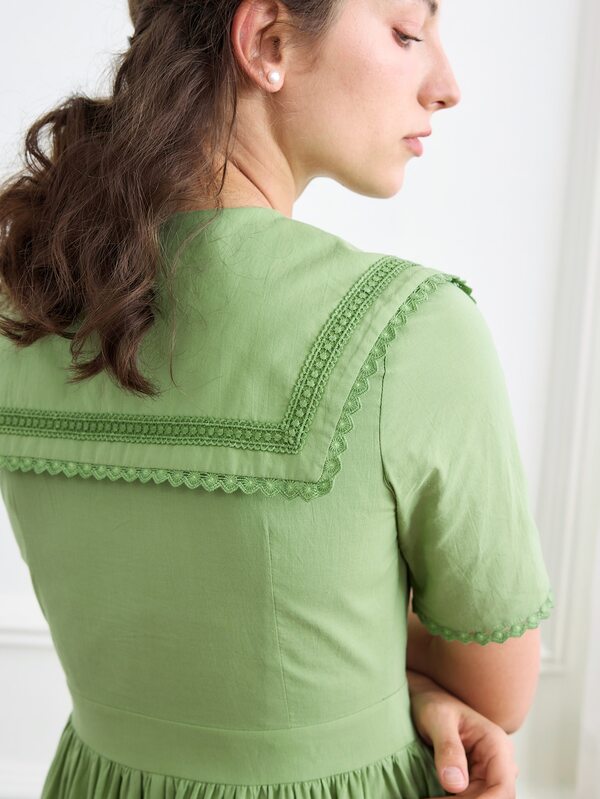 Simple Retro Sailor Collar Button Front Dress SHEIN USA