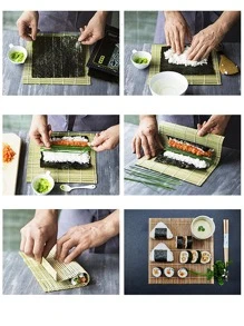 1入組竹子壽司現代素色壽司地墊 - 綠色 - 查看 4