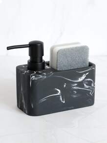 1pc Polyresin Lotion Dispenser, Modern Marble Pattern Bathroom Soap Dispenser For Bathroom - Black - View 1