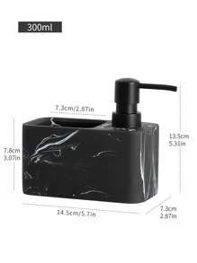 1pc Polyresin Lotion Dispenser, Modern Marble Pattern Bathroom Soap Dispenser For Bathroom - Black - View 3