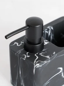 1pc Polyresin Lotion Dispenser, Modern Marble Pattern Bathroom Soap Dispenser For Bathroom - Black - View 4