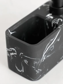 1pc Polyresin Lotion Dispenser, Modern Marble Pattern Bathroom Soap Dispenser For Bathroom - Black - View 5