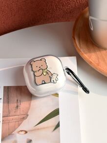 卡通熊圖案透明殼套兼容三星 Galaxy Buds - 棕色 - 查看 1