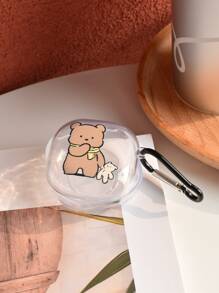 卡通熊圖案透明殼套兼容三星 Galaxy Buds - 棕色 - 查看 2