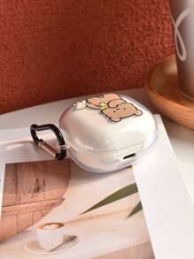 卡通熊圖案透明殼套兼容三星 Galaxy Buds - 棕色 - 查看 4