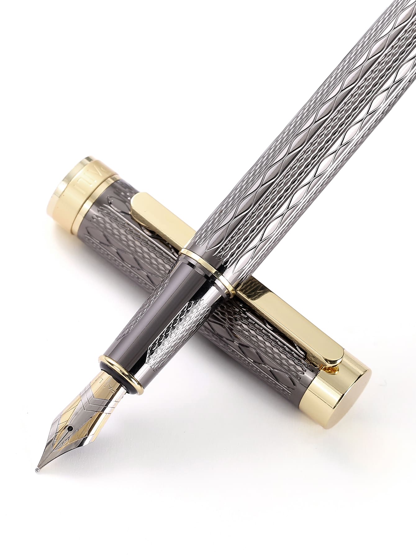 1pc Simple Fountain Pen, Minimalist Ink Pen For Office, School - Grey - View 1