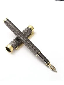 1pc Simple Fountain Pen, Minimalist Ink Pen For Office, School - Grey - View 2