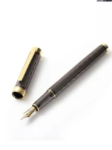 1pc Simple Fountain Pen, Minimalist Ink Pen For Office, School - Grey - View 7